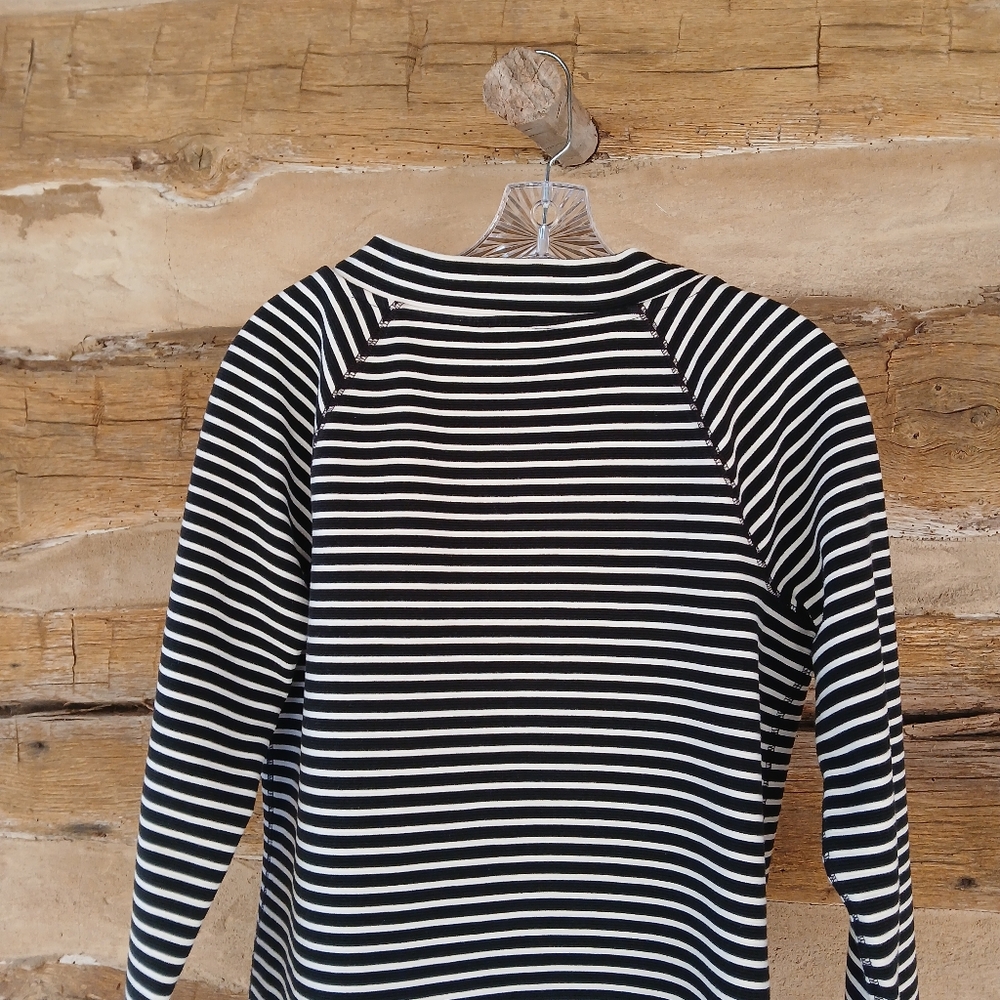 Lands' End Black Striped Raglan Sleeve Tunic Medium - Picture 6 of 10
